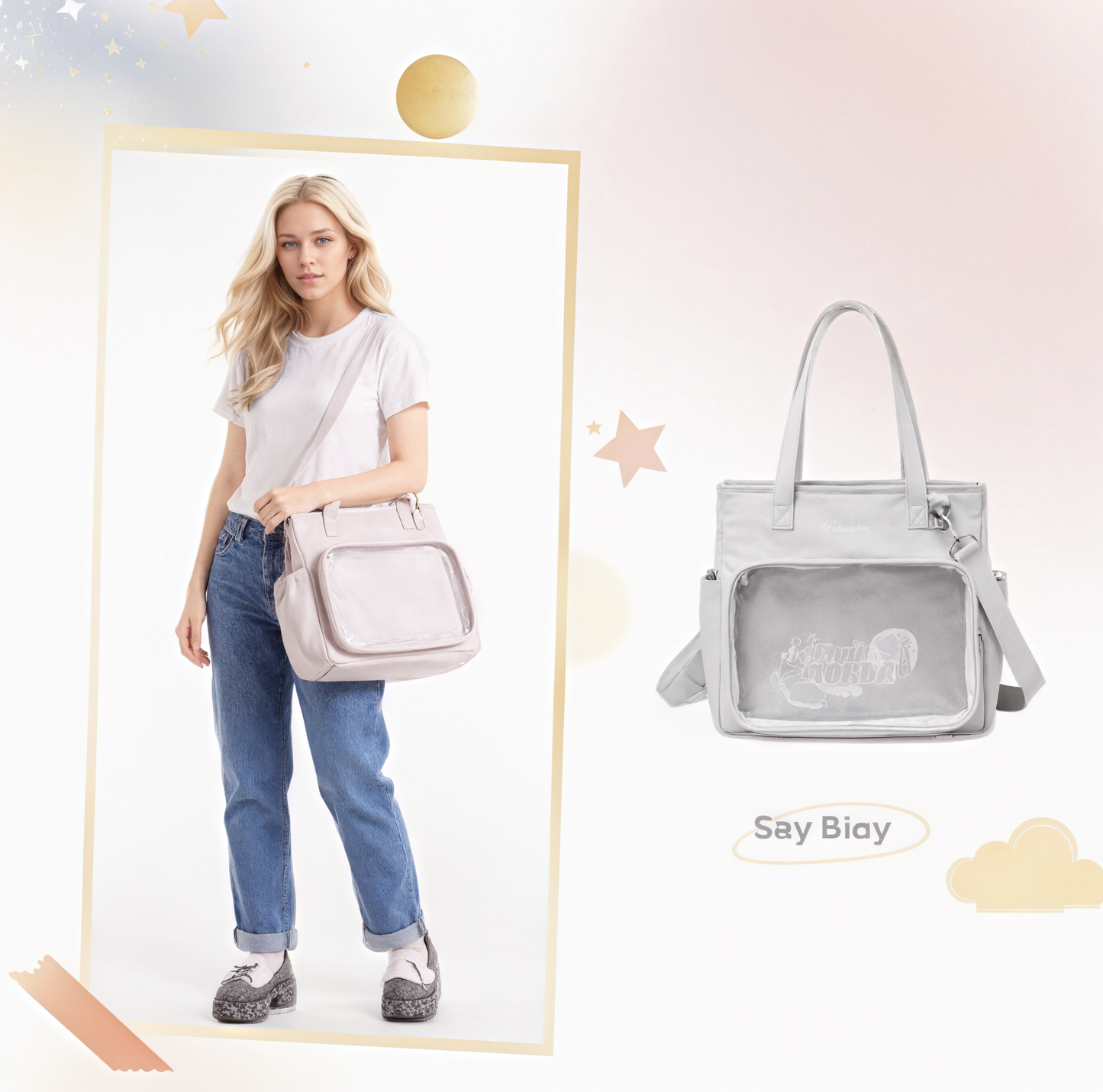 AORDA tote bag for women large bag ita bag college bag large capacity suitable for plush toys