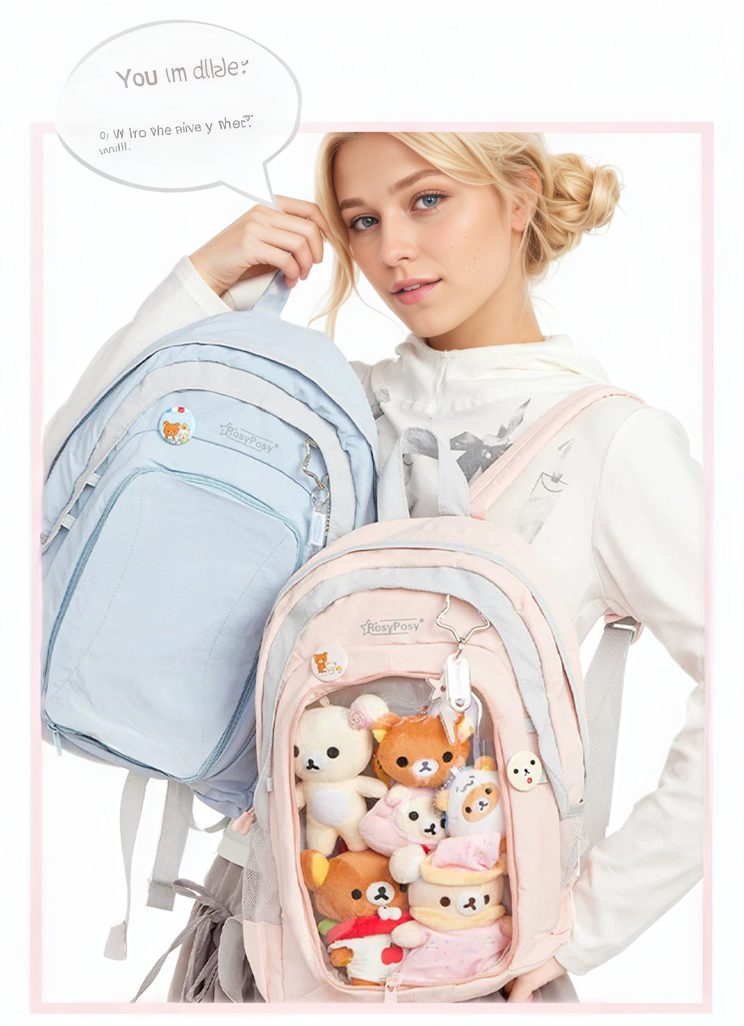 RosyPosy labubu school bag backpack for school lightweight college suitable for plush tools