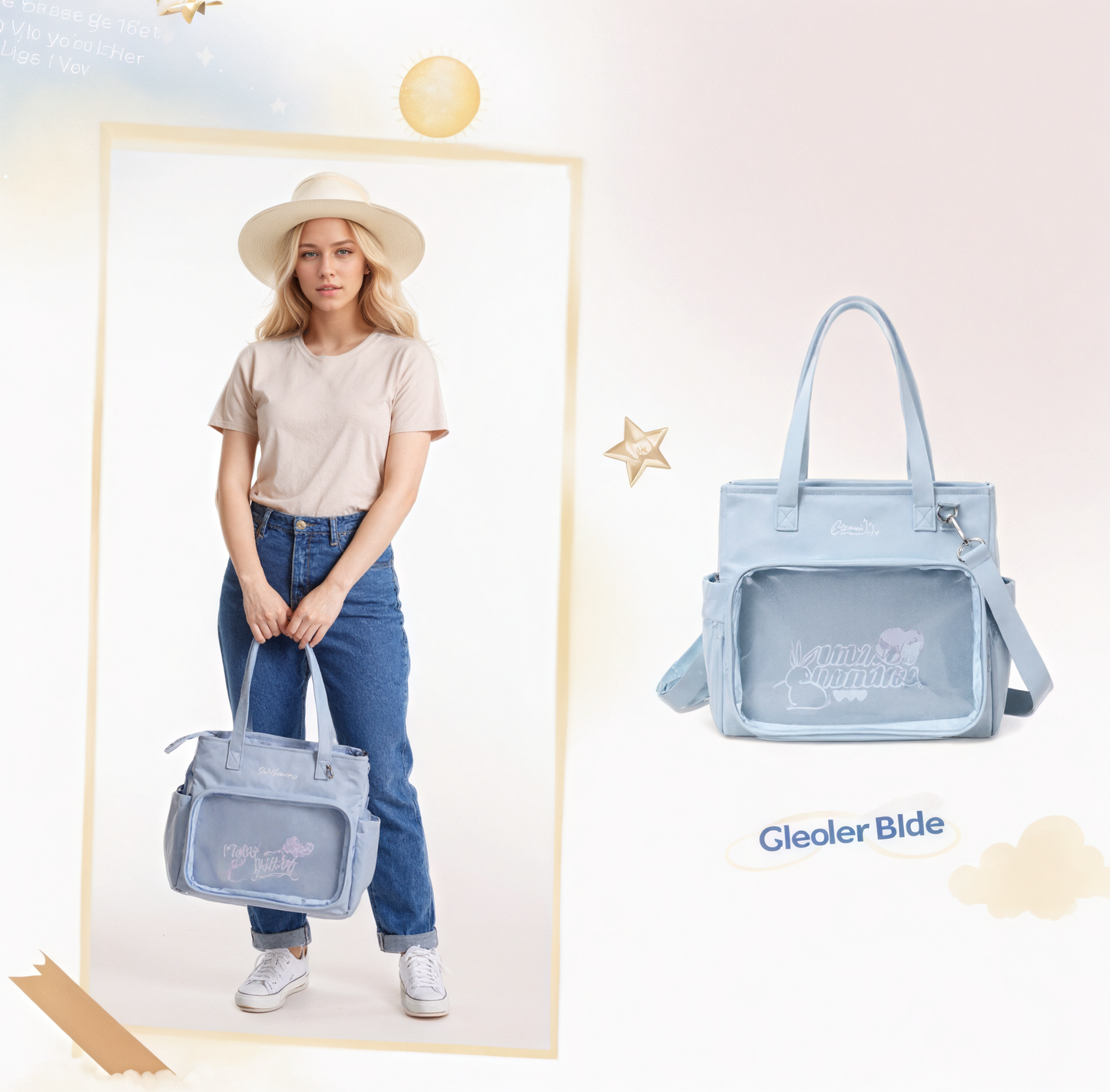 AORDA tote bag for women large bag ita bag college bag large capacity suitable for plush toys