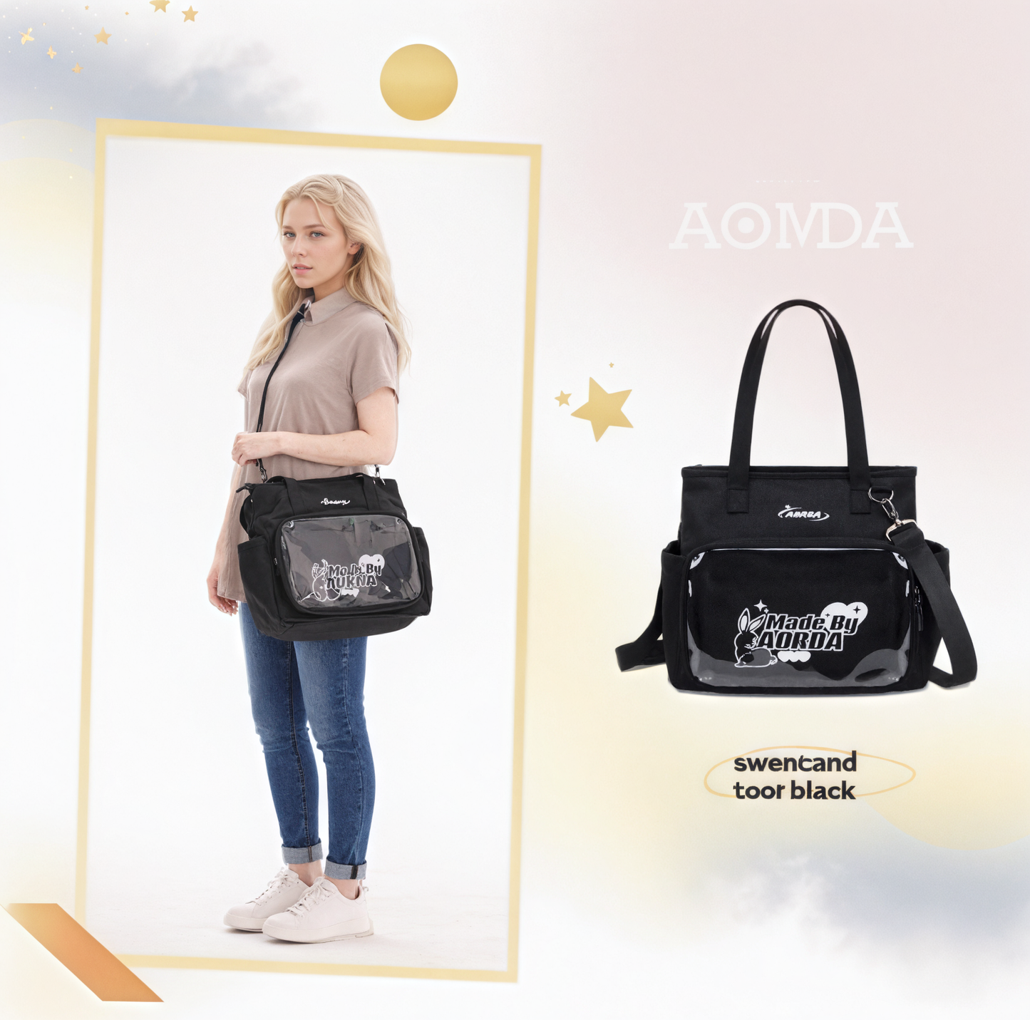 AORDA tote bag for women large bag ita bag college bag large capacity suitable for plush toys