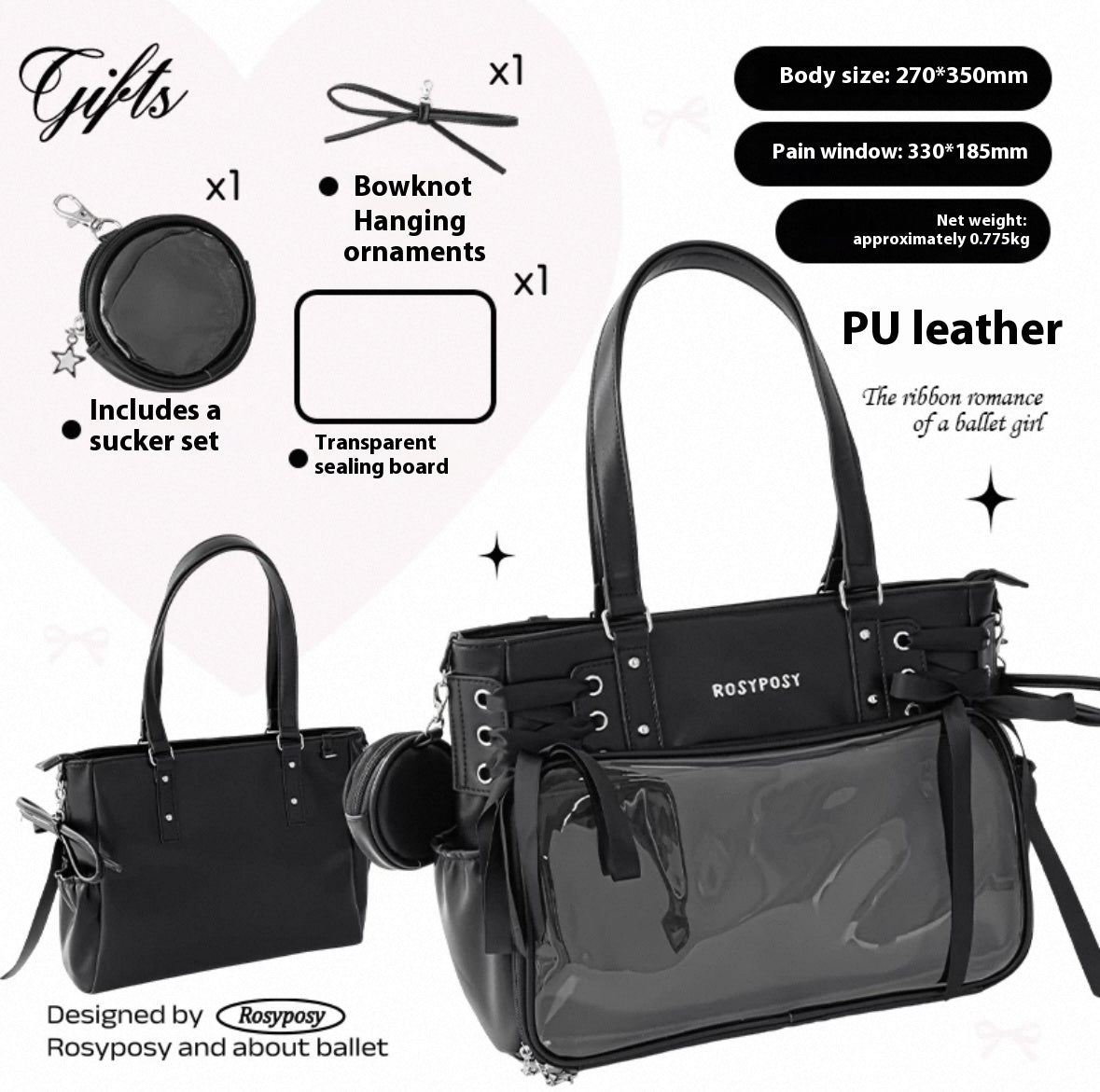 RosyPosy labubu tote bag for women large bag ita bag college bag large capacity suitable for plush toys