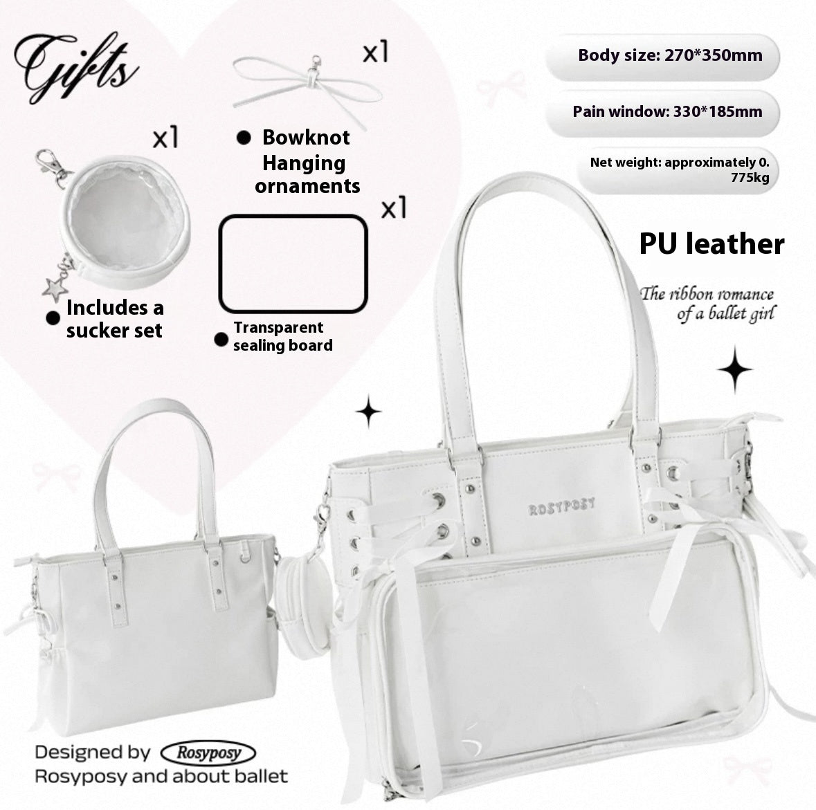 RosyPosy labubu tote bag for women large bag ita bag college bag large capacity suitable for plush toys