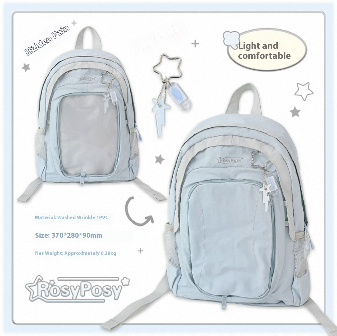 RosyPosy labubu school bag backpack for school lightweight college suitable for plush tools