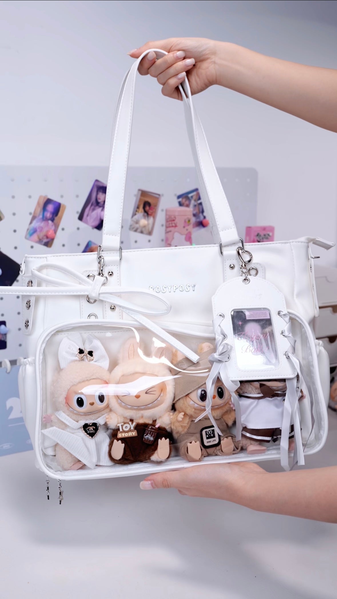 RosyPosy labubu tote bag for women large bag ita bag college bag large capacity suitable for plush toys