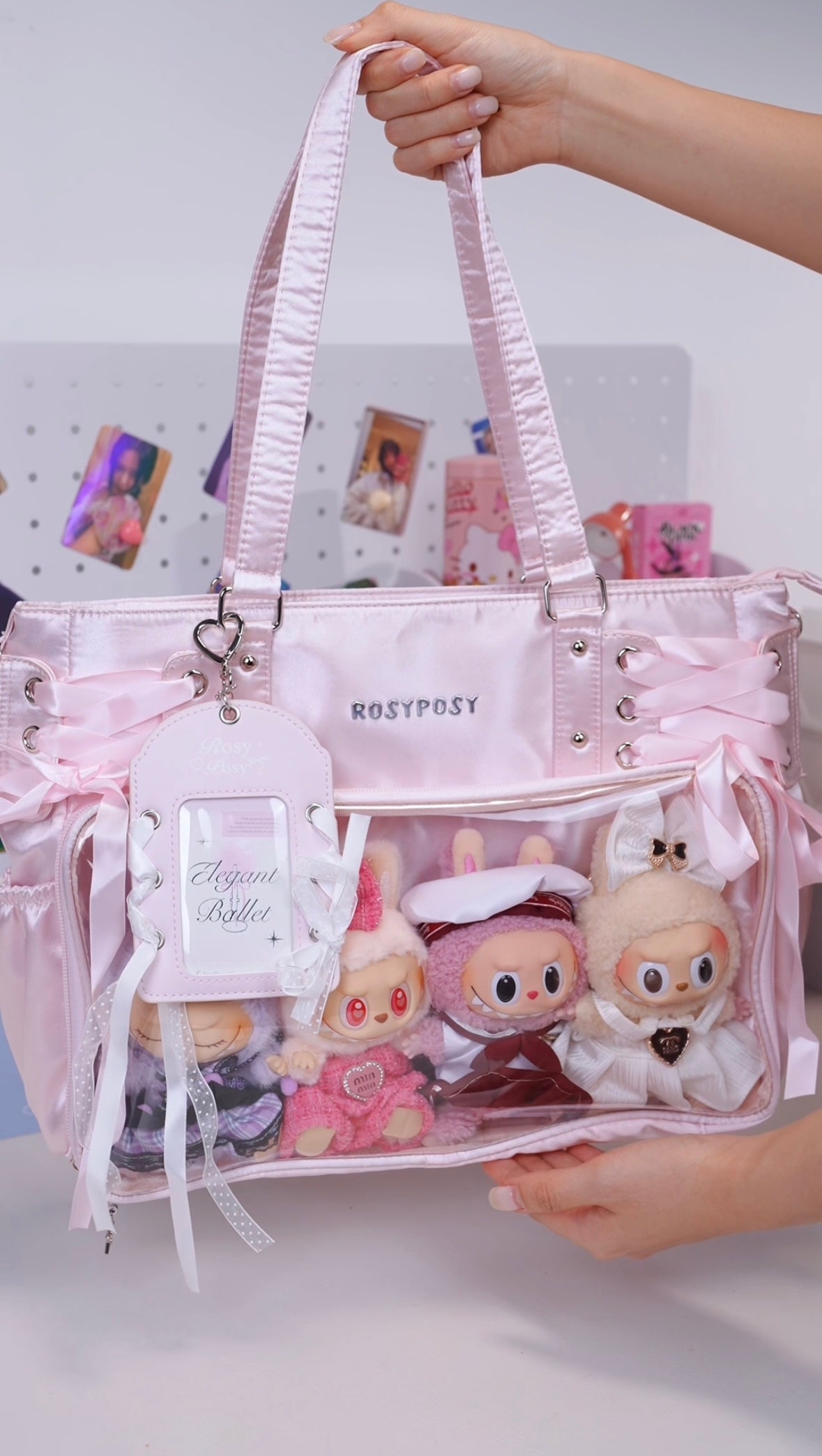 RosyPosy labubu tote bag for women large bag ita bag college bag large capacity suitable for plush toys
