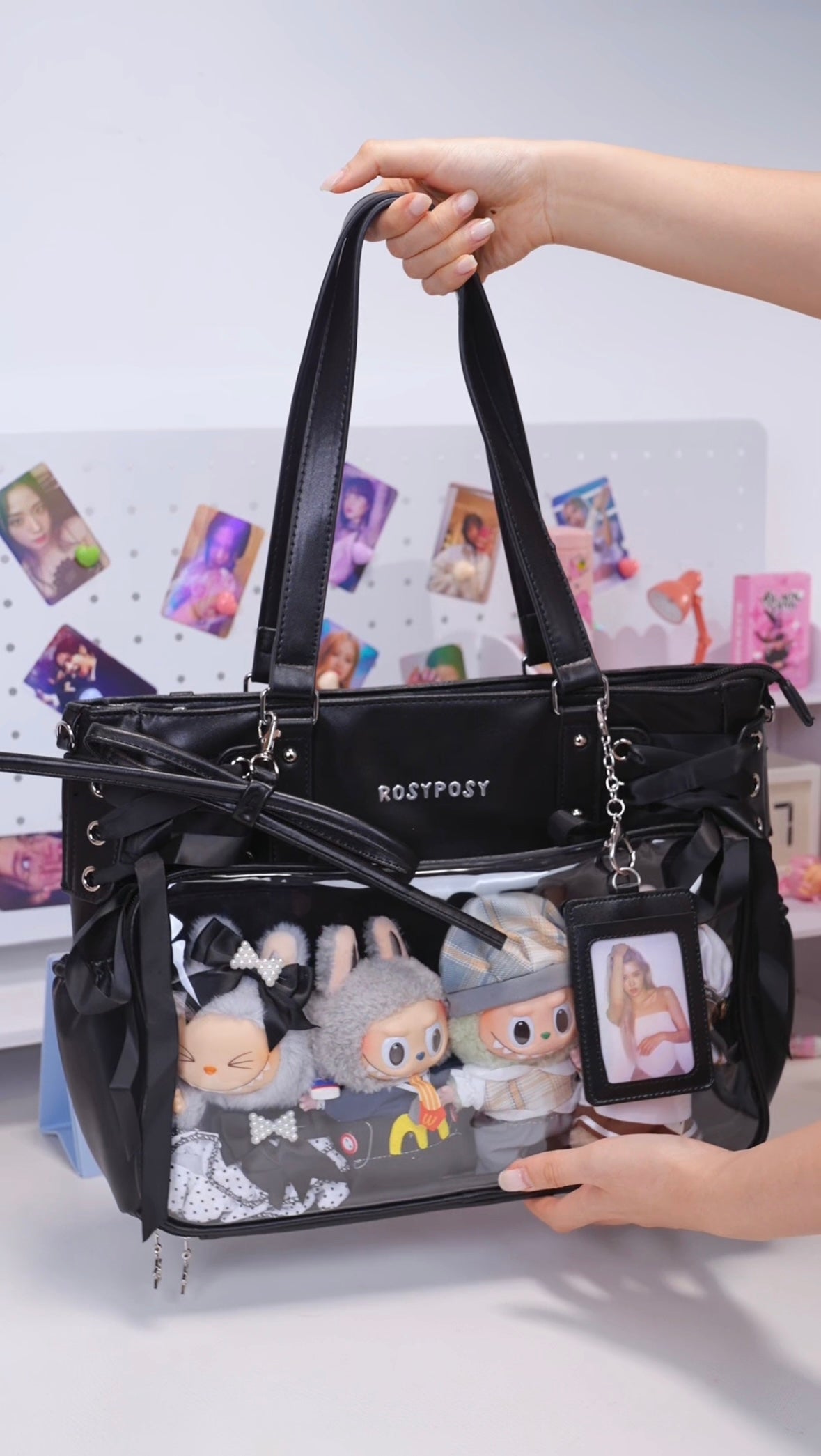 RosyPosy labubu tote bag for women large bag ita bag college bag large capacity suitable for plush toys