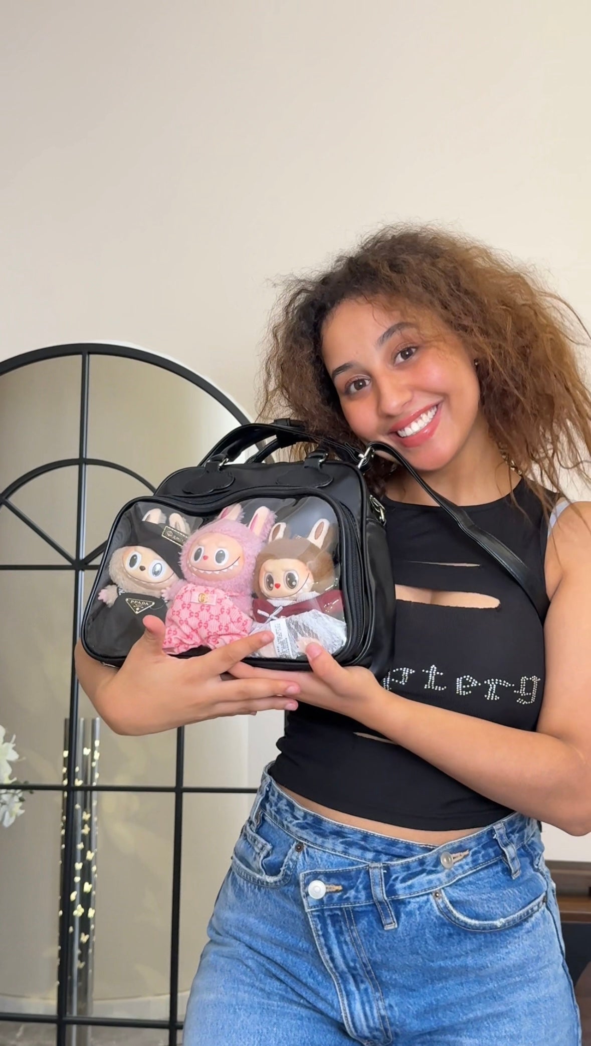 Labubu ita bag messenger bag for women, handbag suitable for plush tools