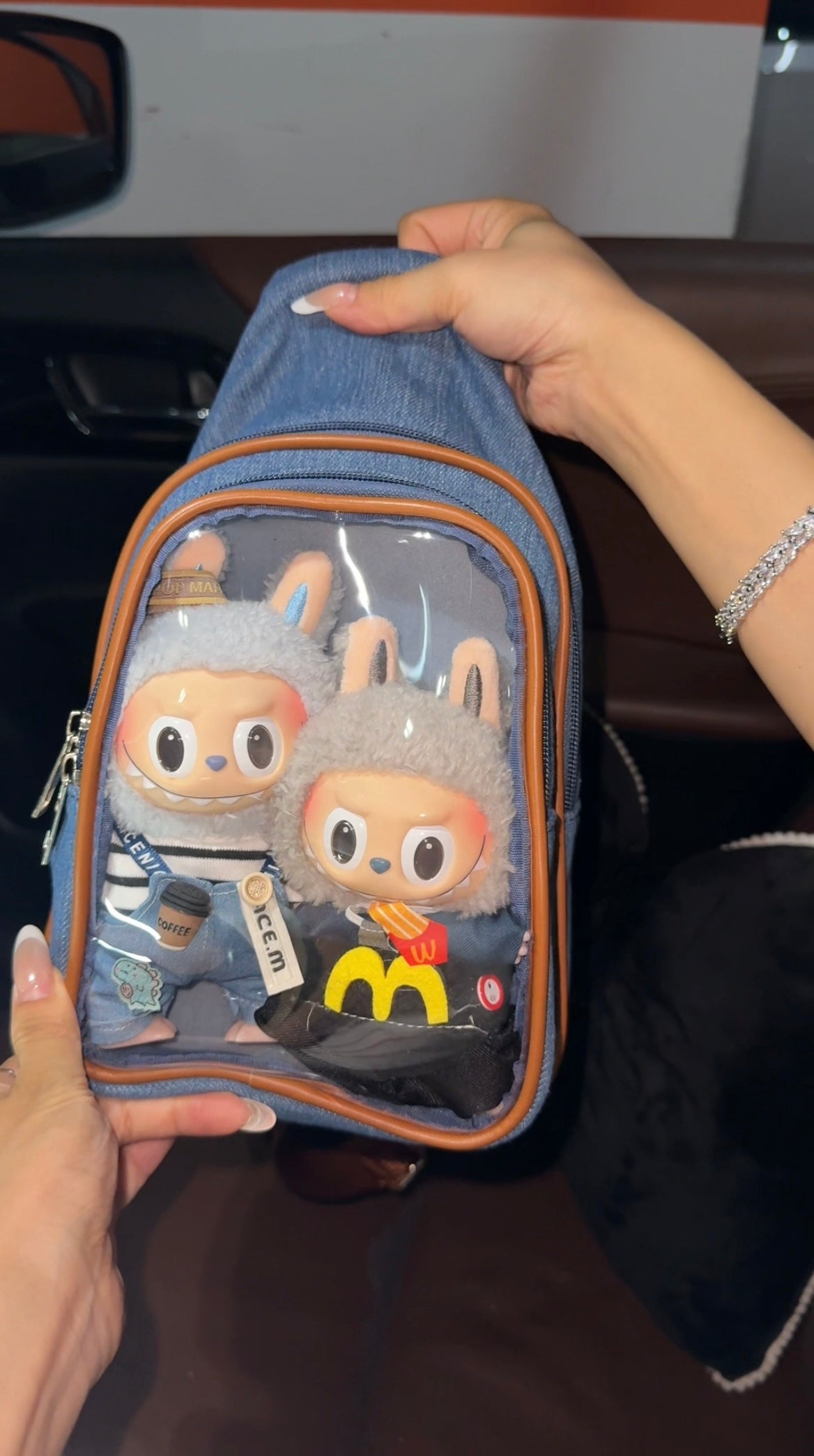 Labubu ita bag chest bag for man women,messenger bag suitable for plush tools