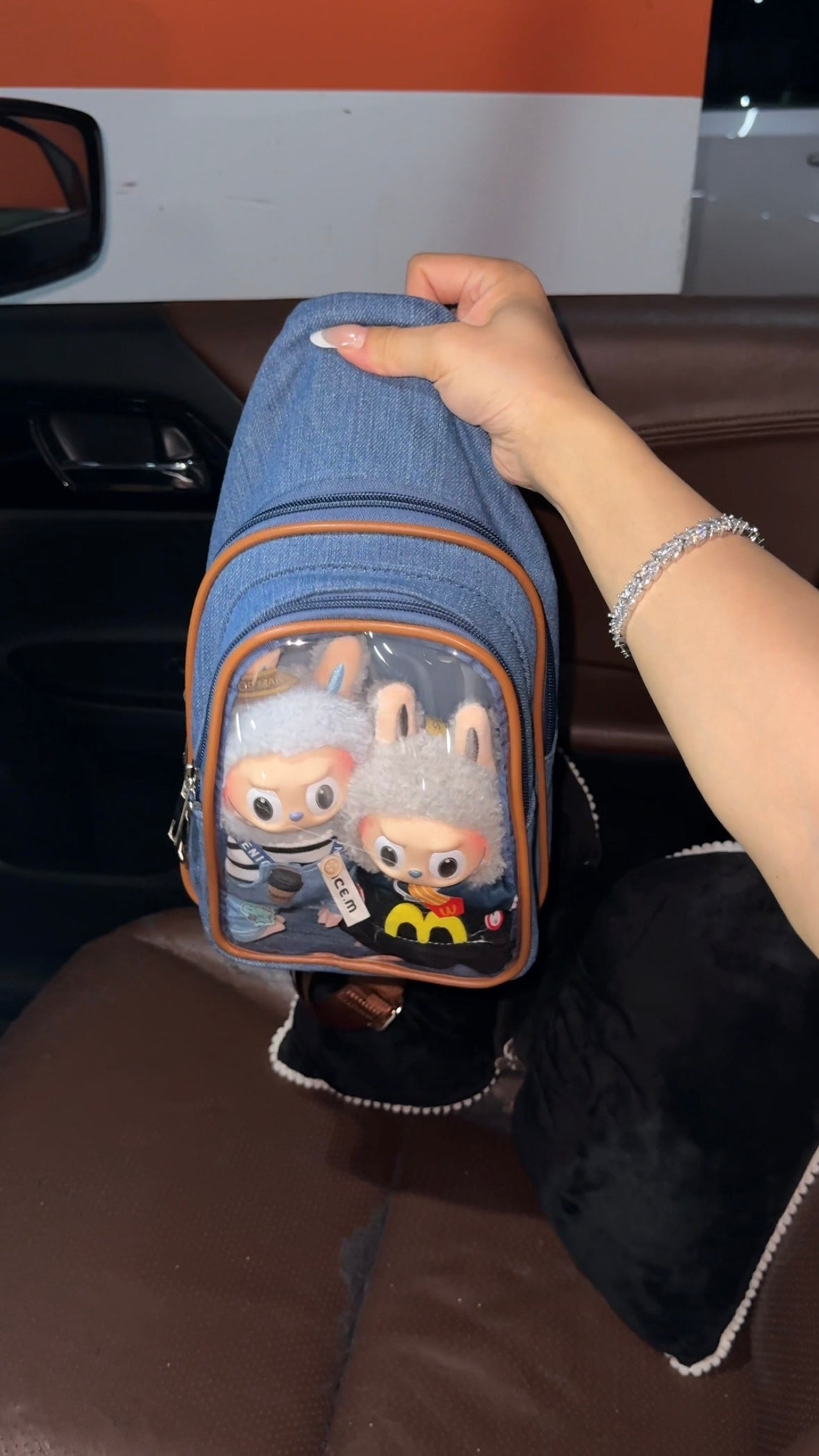 Labubu ita bag chest bag for man women,messenger bag suitable for plush tools