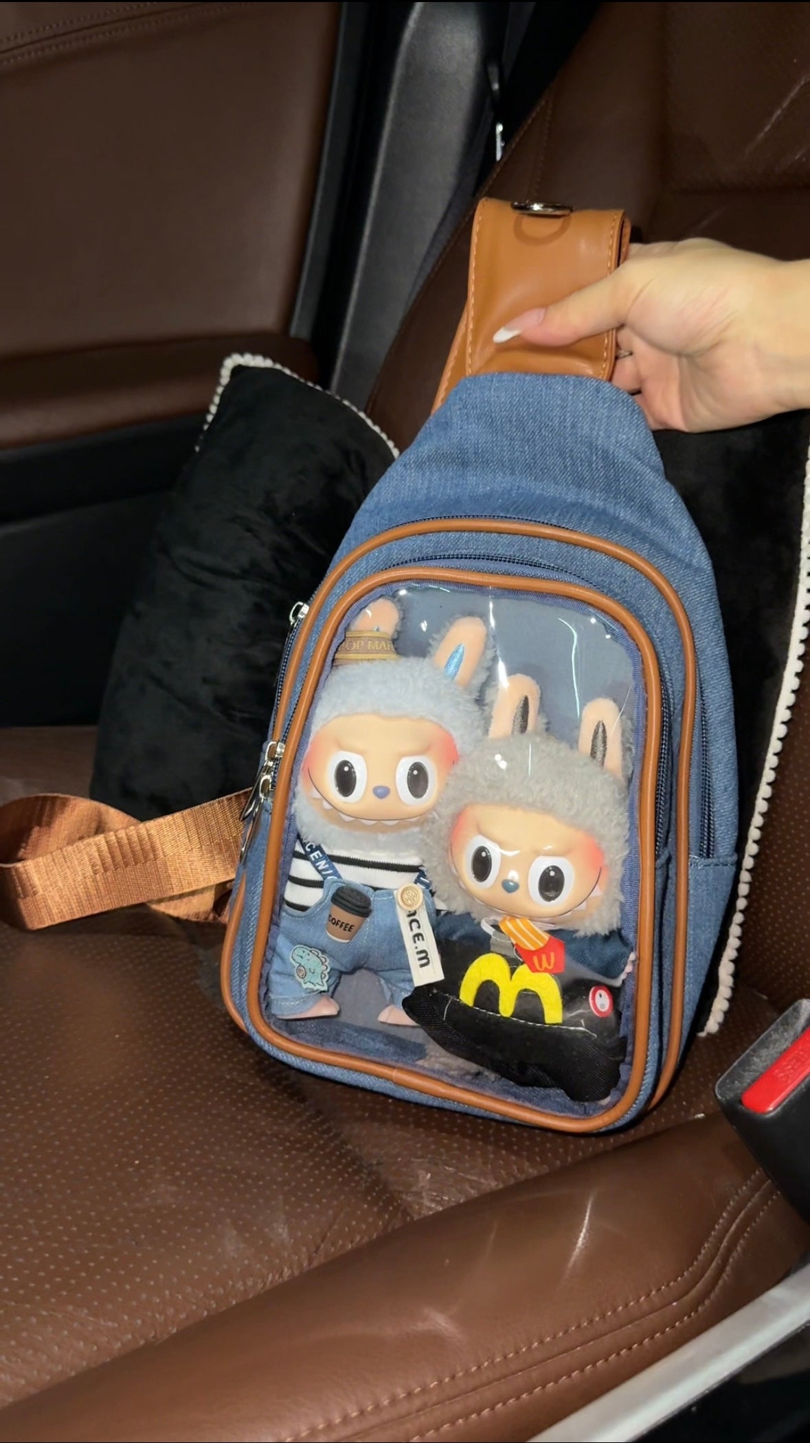 Labubu ita bag chest bag for man women,messenger bag suitable for plush tools