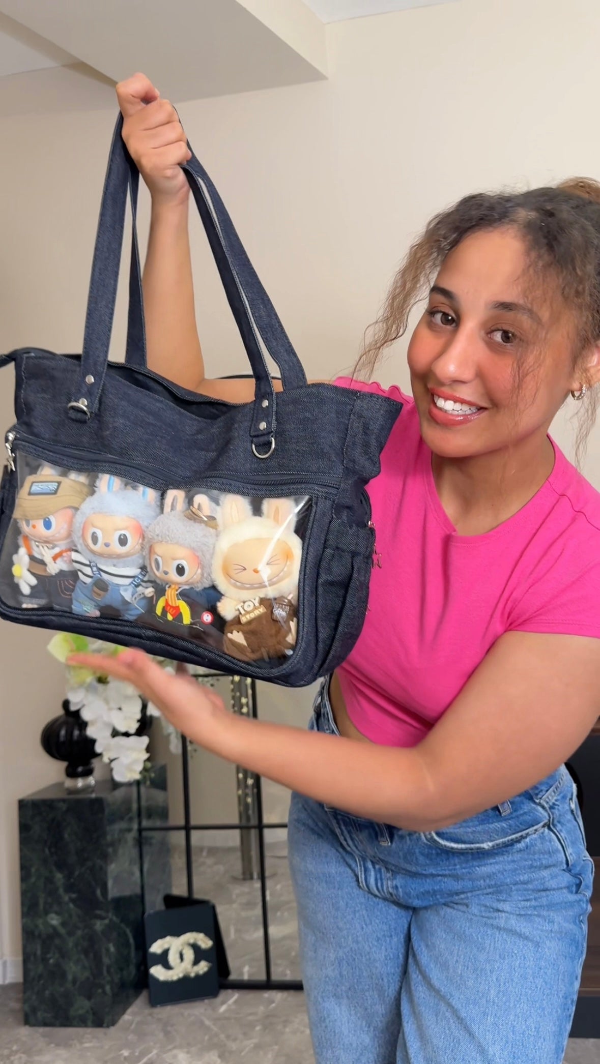 OOPSDAY labubu tote bag for women large bag ita bag college school bag large capacity multifunctional use suitable for plush toys