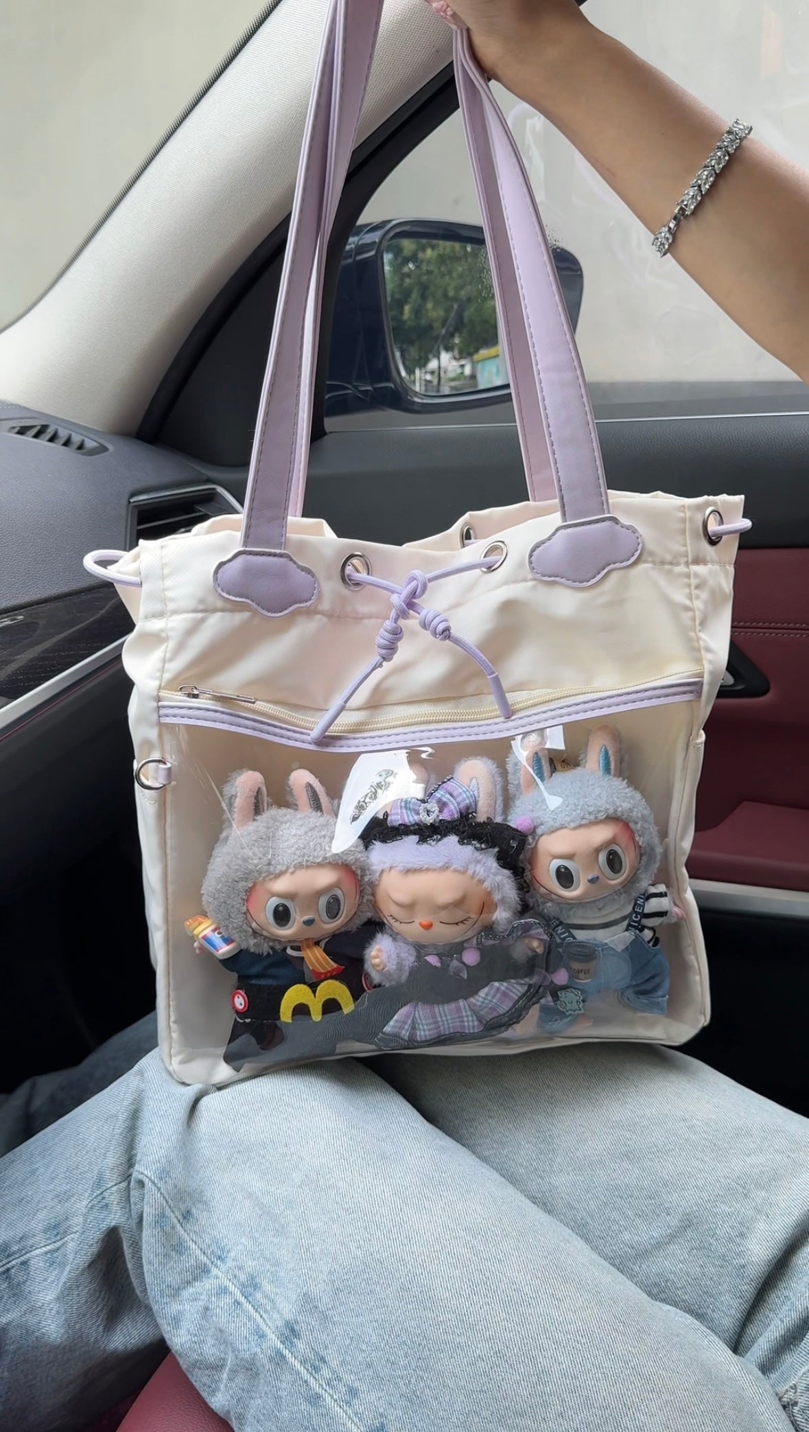 Labubu tote bag for women large bag ita bag college school bag suitable for plush toys
