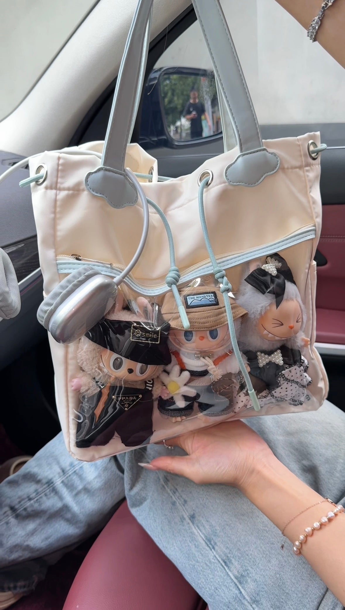 Labubu tote bag for women large bag ita bag college school bag suitable for plush toys