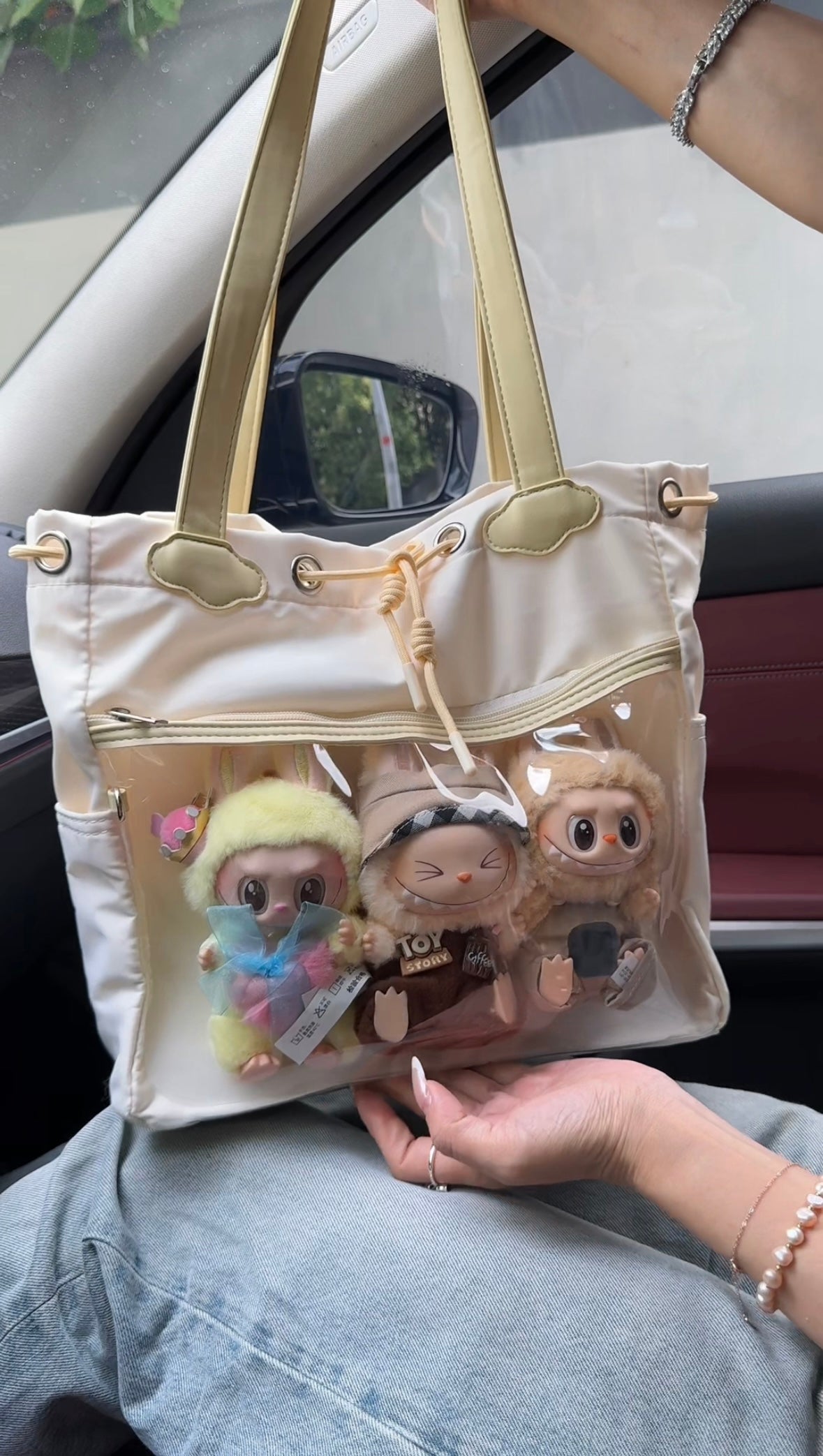 Labubu tote bag for women large bag ita bag college school bag suitable for plush toys