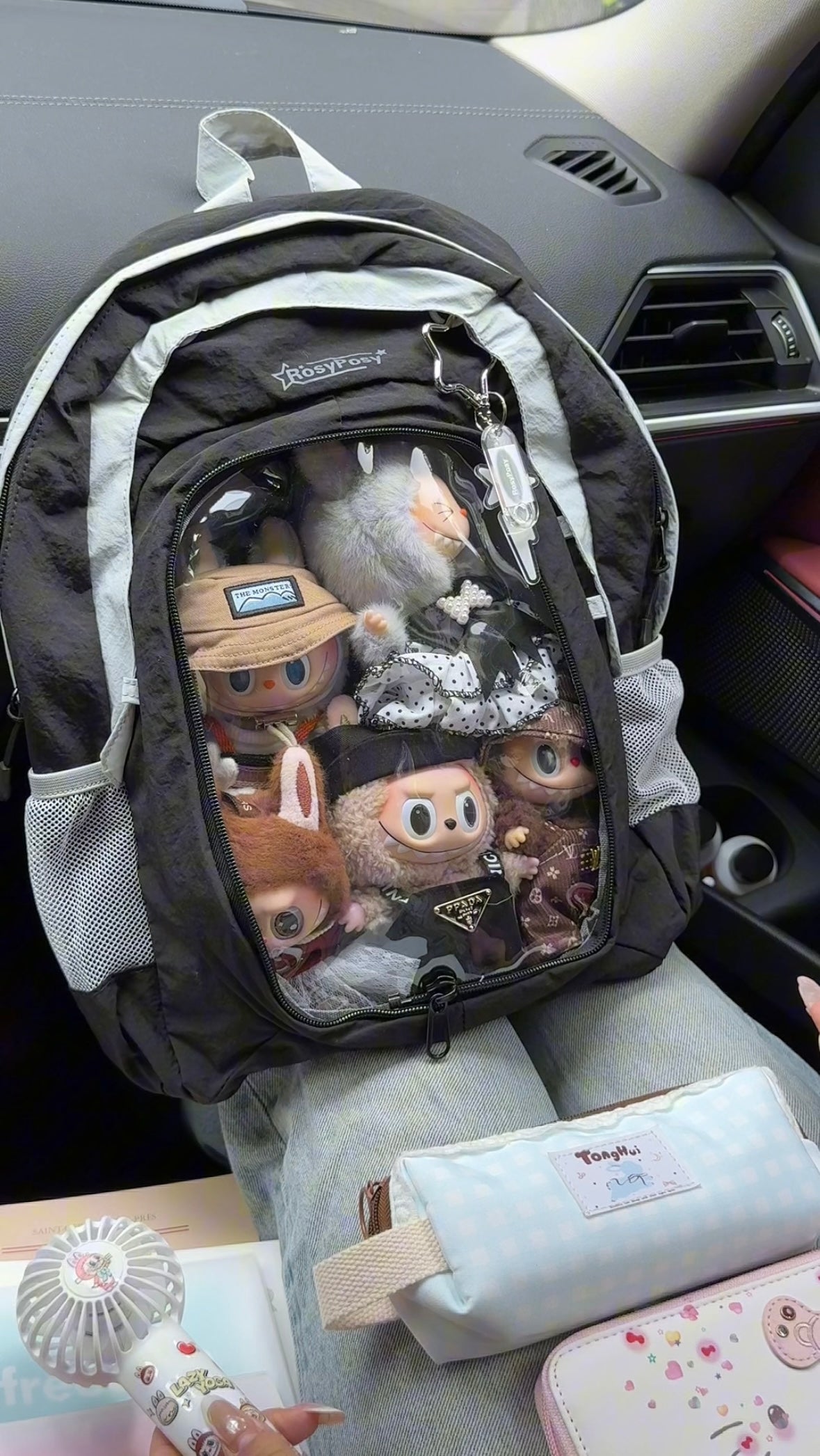 RosyPosy labubu school bag backpack for school lightweight college suitable for plush tools