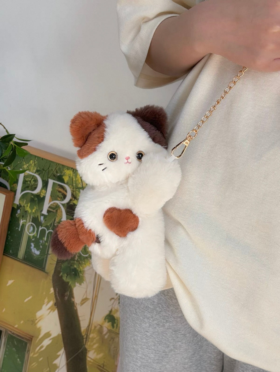Calico cat bag plush toy backpack as a birthday gift for a friend