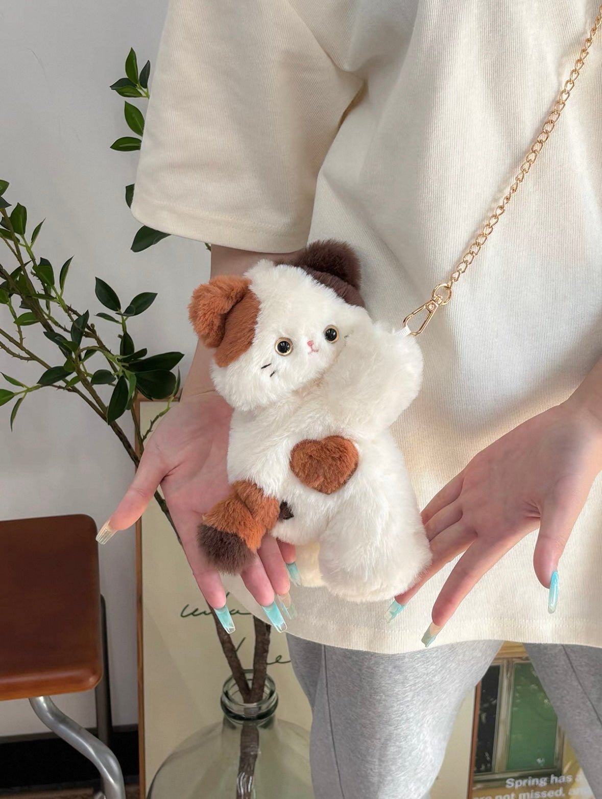Calico cat bag plush toy backpack as a birthday gift for a friend