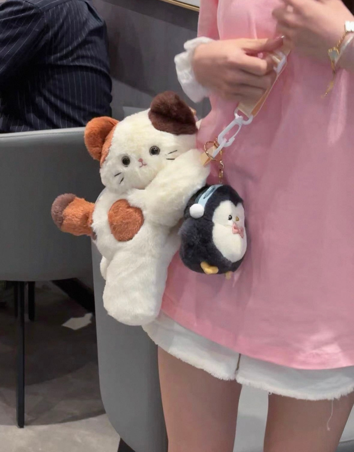 Calico cat bag plush toy backpack as a birthday gift for a friend