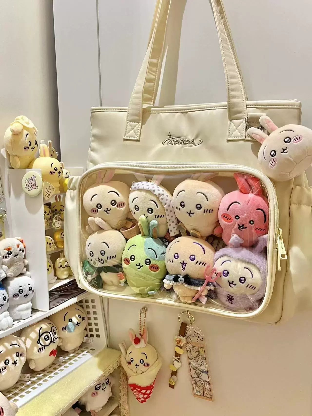 AORDA tote bag for women large bag ita bag college bag large capacity suitable for plush toys