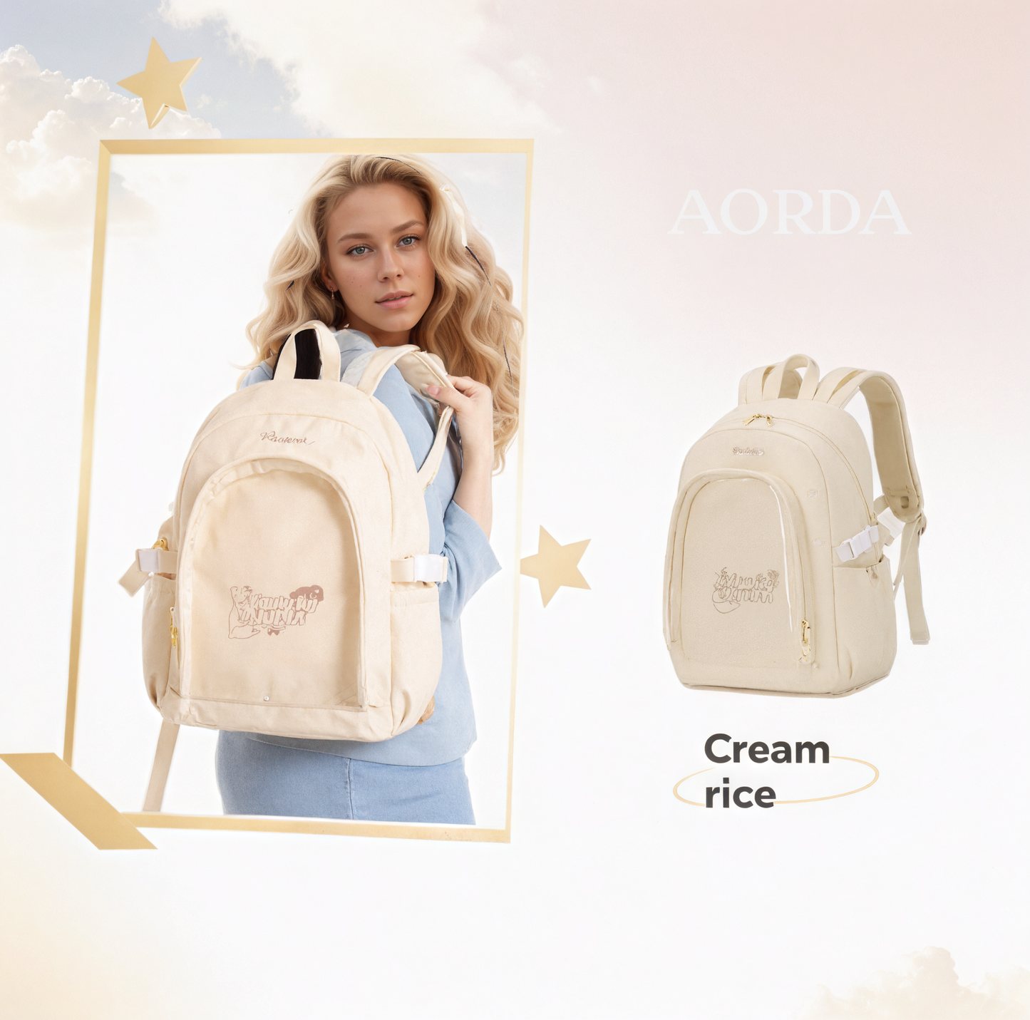 AORDA school bag backpack for school ita bag college large capacity suitable for plush tools