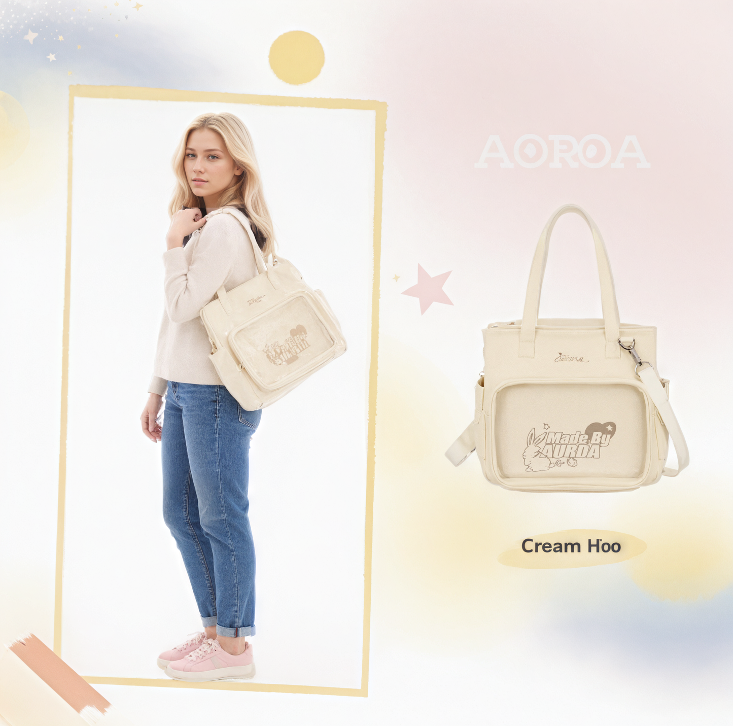 AORDA tote bag for women large bag ita bag college bag large capacity suitable for plush toys