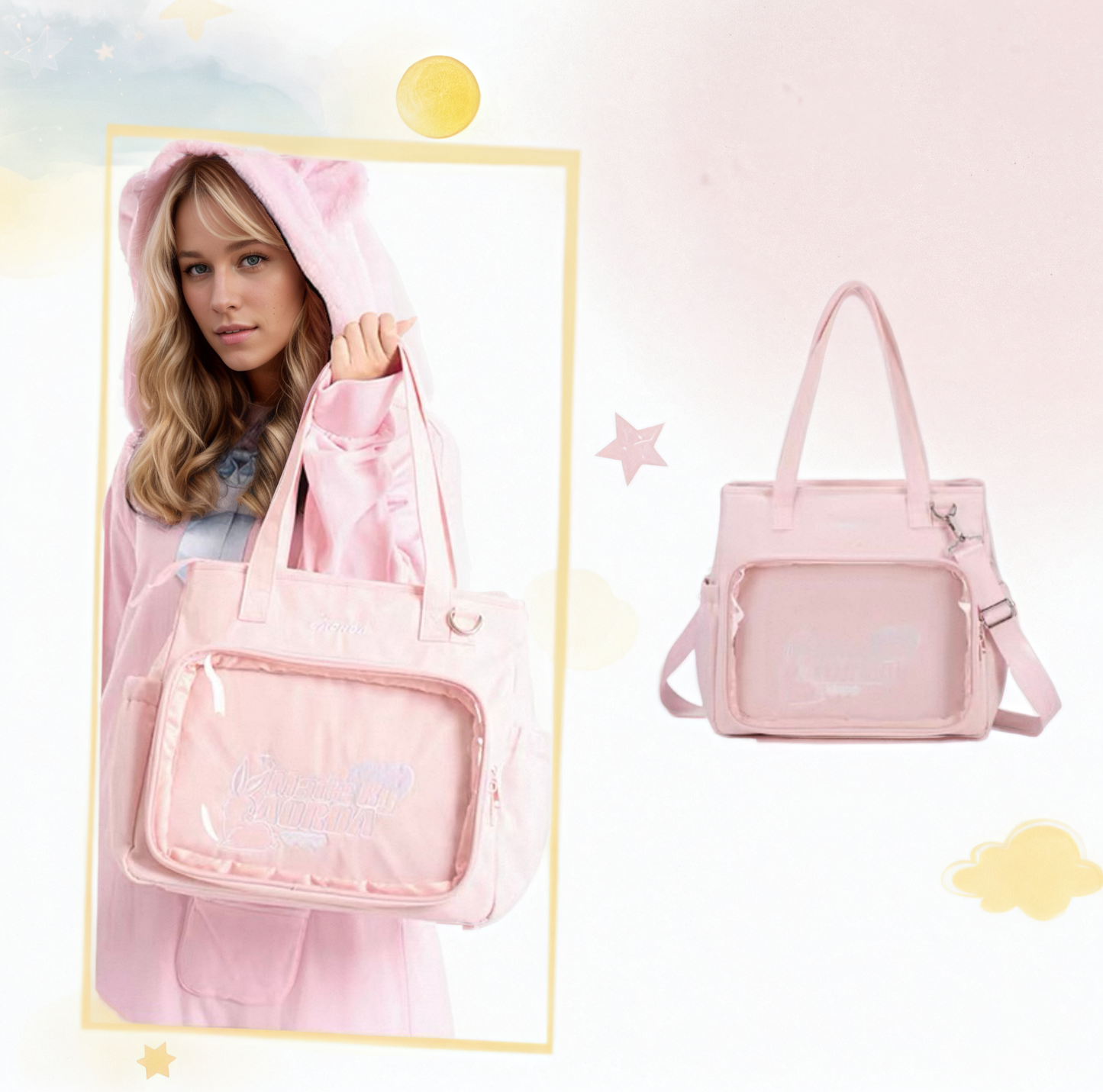 AORDA tote bag for women large bag ita bag college bag large capacity suitable for plush toys