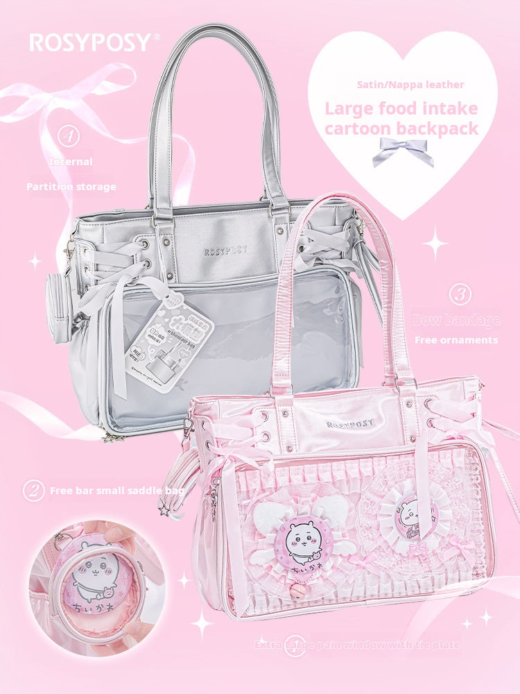 RosyPosy labubu tote bag for women large bag ita bag college bag large capacity suitable for plush toys