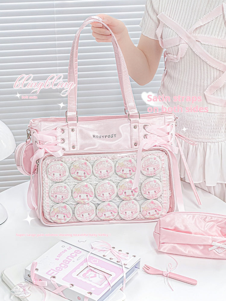 RosyPosy labubu tote bag for women large bag ita bag college bag large capacity suitable for plush toys