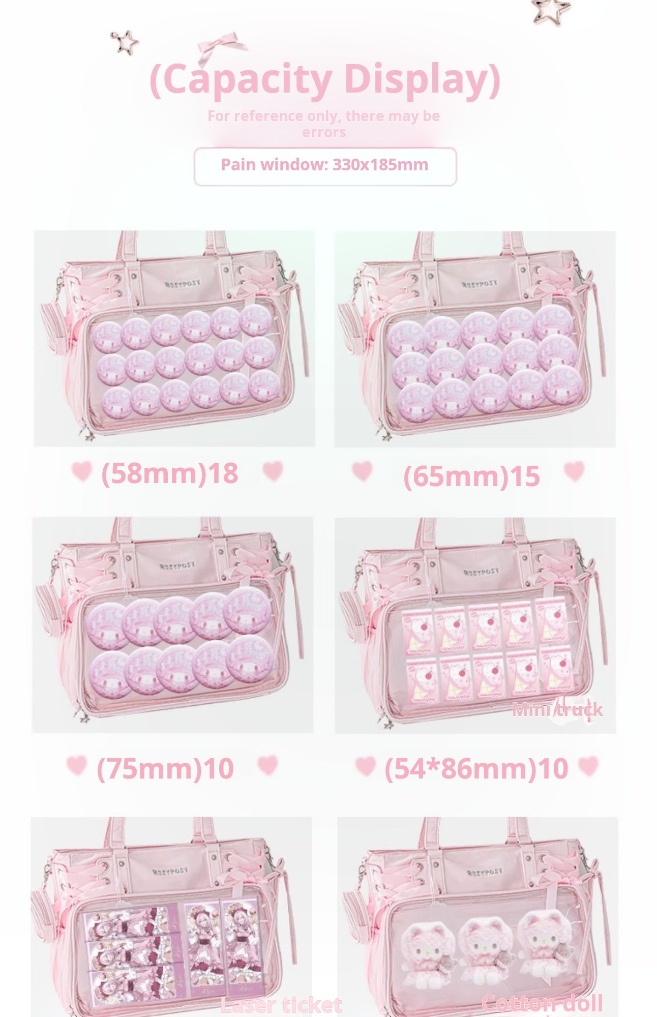 RosyPosy labubu tote bag for women large bag ita bag college bag large capacity suitable for plush toys