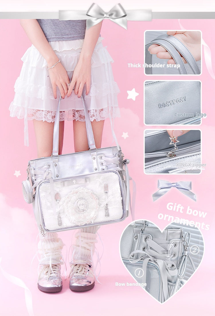 RosyPosy labubu tote bag for women large bag ita bag college bag large capacity suitable for plush toys