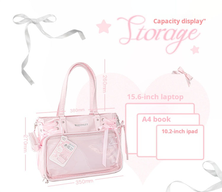 RosyPosy labubu tote bag for women large bag ita bag college bag large capacity suitable for plush toys