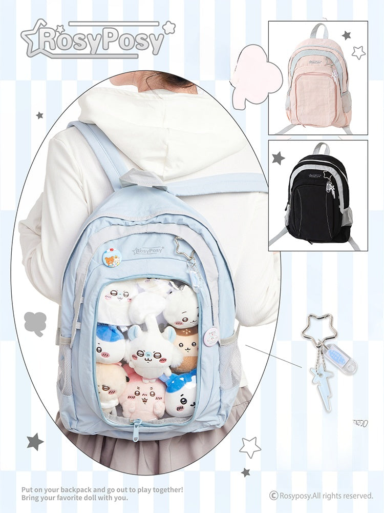 RosyPosy labubu school bag backpack for school lightweight college suitable for plush tools