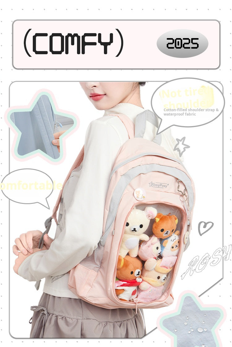 RosyPosy labubu school bag backpack for school lightweight college suitable for plush tools