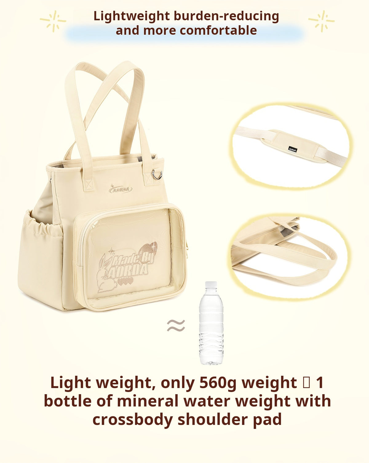 AORDA tote bag for women large bag ita bag college bag large capacity suitable for plush toys