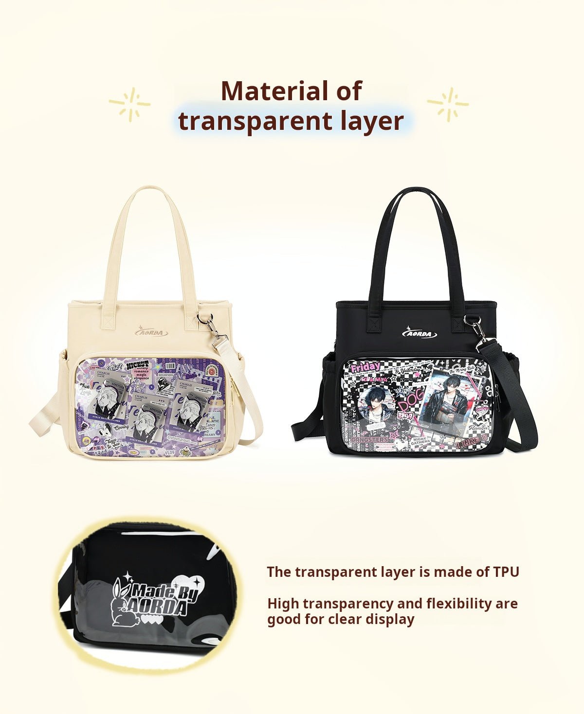 AORDA tote bag for women large bag ita bag college bag large capacity suitable for plush toys