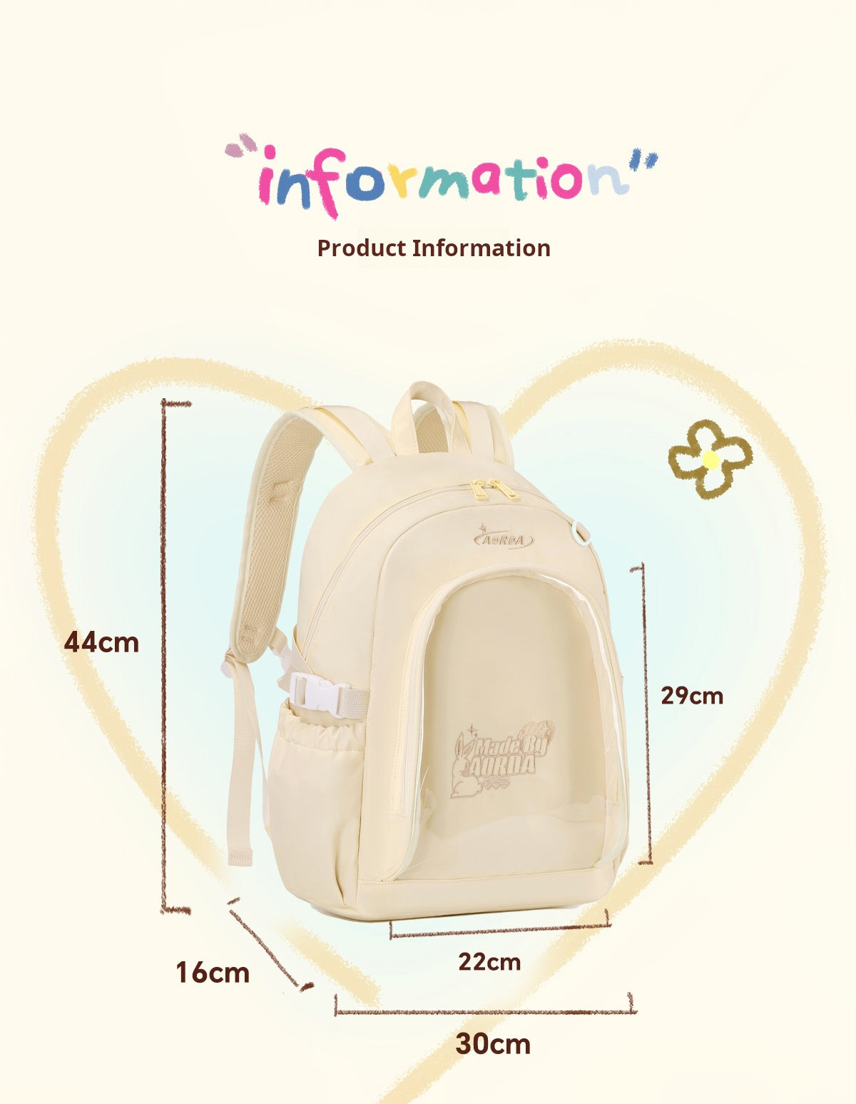 AORDA school bag backpack for school ita bag college large capacity suitable for plush tools