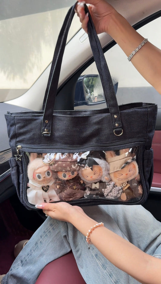 OOPSDAY labubu tote bag for women large bag ita bag college school bag large capacity multifunctional use suitable for plush toys