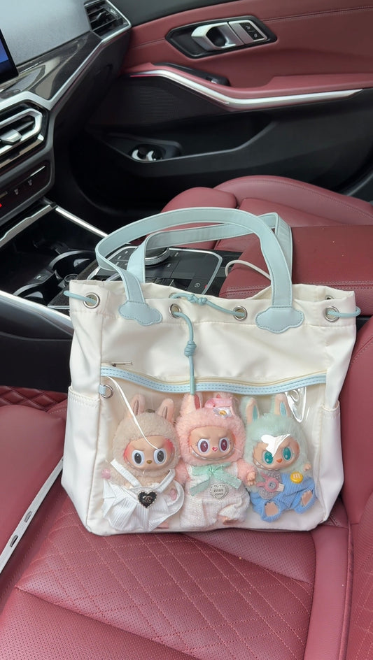 Labubu tote bag for women large bag ita bag college school bag suitable for plush toys