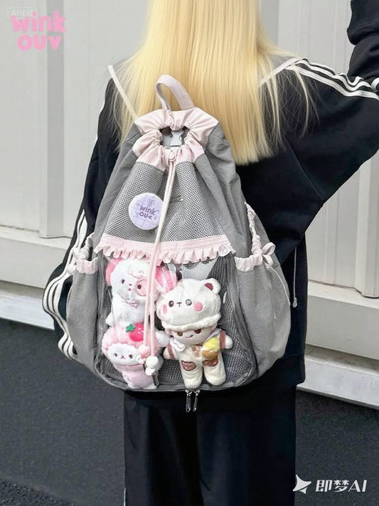winkouv school bag backpack for school ita bag college large capacity suitable for plush tools